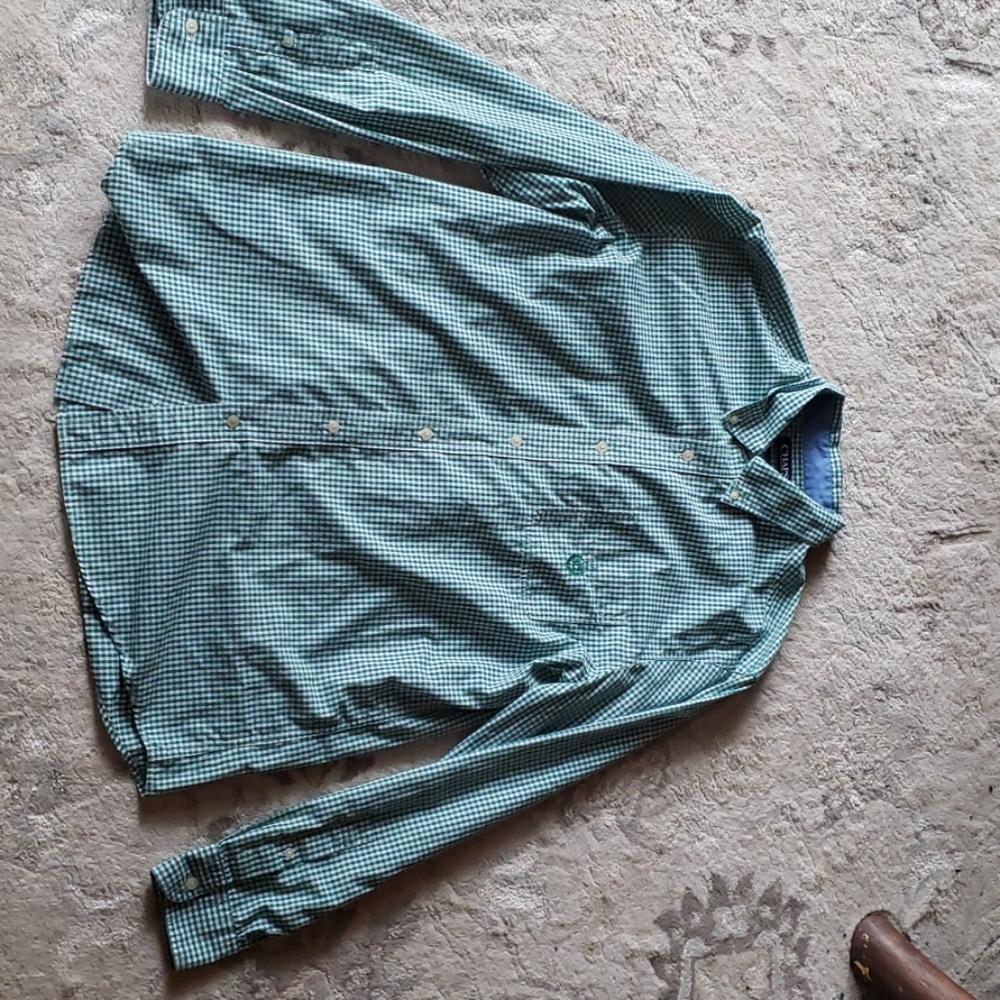 Chaps Green Long Sleeve Dress Shirt Large